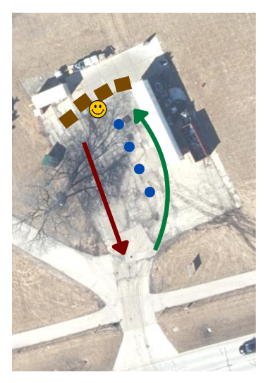 Aerial image of Fabyan parkway with icons showing new traffic flow.